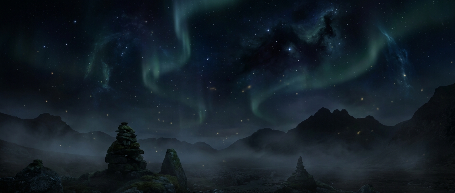 Mystischer nordischer Himmel